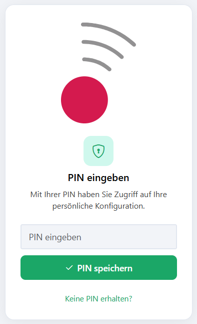 Eingabe einer Pin für die Nutzung des Add-Ins